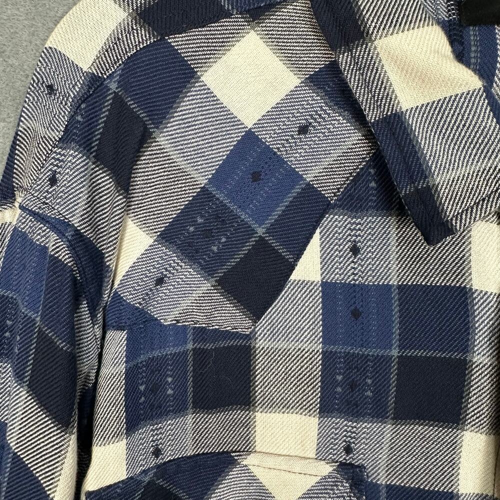 Frye Shirt Mens XXL Blue Plaid Jacquard Flannel Button Front Long Sleeve Western - Picture 4 of 12